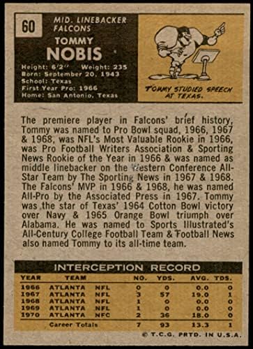 1971 Topps 60 Томи Нобис Атланта Фэлконс (Футболна карта) в Ню Йорк Фэлконс