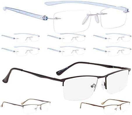 LUR 7 опаковки очила за четене без рамки + 3 опаковки очила за четене в полукръгла рамка (общо 10 двойки ридеров + 1,25)