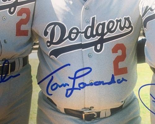 Кърк Гибсън, Томи Lasorda, Педро Гереро Подписаха Снимка 12x18 Dodgers БЪЛГАР PSA - Снимки на MLB с автограф