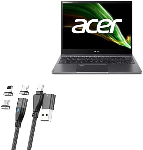 Кабел BoxWave, който е Съвместим с Acer Spin 5 (SP513-55N) (кабел от BoxWave) - Кабел за зареждане MagnetoSnap PD AllCharge (100 W), кабел за зареждане Magnet PD 100 W USB Type-C Micro USB - черен jet black