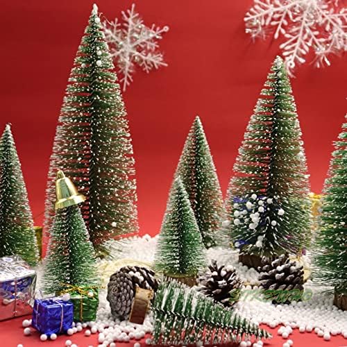 Изкуствена Мини-Коледна Елха Комплект от 4 Размера, Четка за Бутилки, Коледни Елхи Зелен цвят, Малки Елхички, Коледни