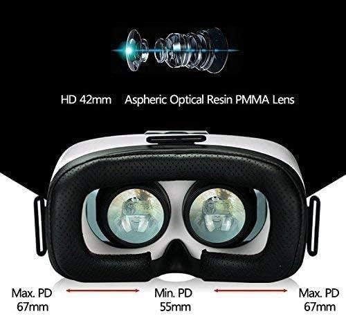 Слушалки виртуална реалност, защитни очила Gear - 3D VR точки от VR НОСЕТЕ VR 3D Box за всеки телефон (iPhone 6/7/8 / Plus / X и S6 / S7 / S8 / S9 / Plus / Note и всички смартфони с Android) с екран с 4,5-6,5