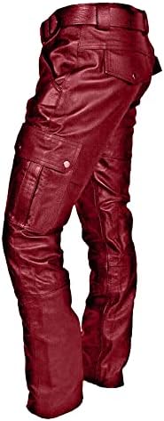 Мъжки Панталони от Изкуствена Кожа в стил Steampunk, Готически Панталони с Джобове, плътно Прилепнали Кожени Панталони, Панталони