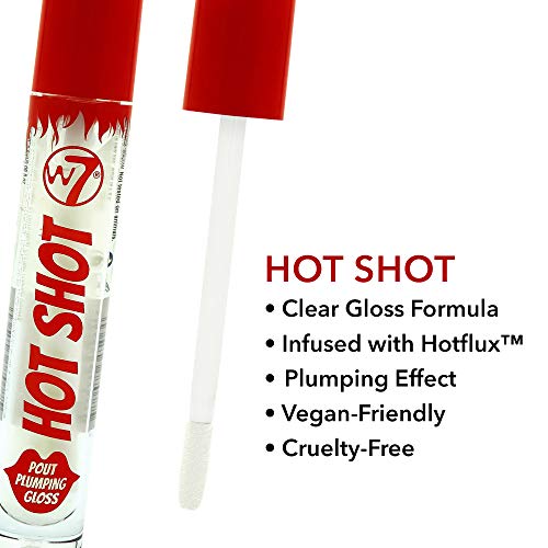 W7 Hot Shot Plumping Gloss - Укрепване ефект Пухлости За по-пълни устни - Чисто, естествено покритие с висок гланц