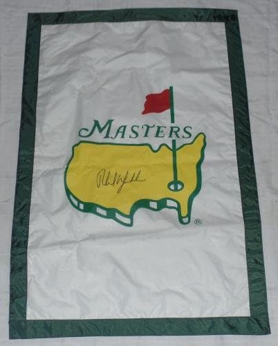 Фил Микелсън Подписа Домашен флаг Auto'd Masters Psa/dna Coa M08549 Шампион от 2004 година - Булавочные квадратчетата за голф с автограф