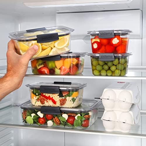 Контейнер за съхранение на хранителни продукти Sistema, 380 мл, Прозрачни, със Сиви скоби и уплътнение