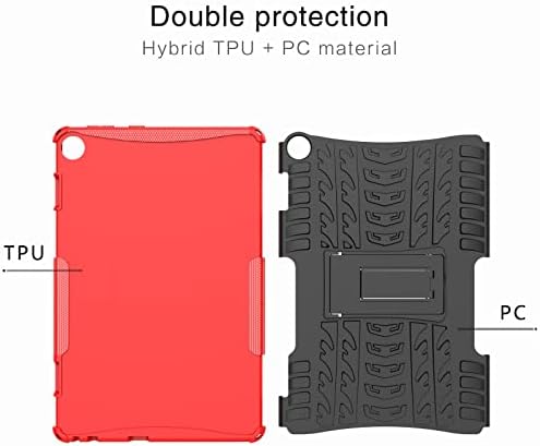 Защитен калъф за таблет съвместима с Lenovo M10 3RD 10,1 TB-328FU/XU с шарка гуми, устойчив на удари Защитен калъф от TPU + PC със сгъваема дръжка-стойка (Цвят: Розово-ЧЕРВЕН)