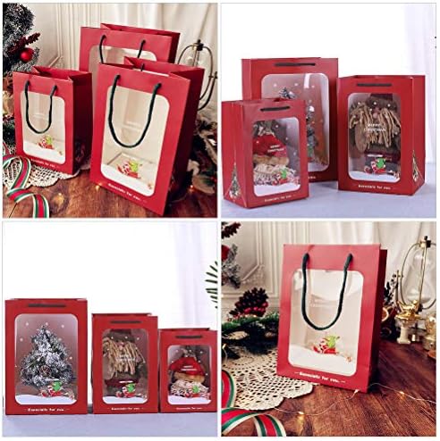 DOITOOL 6шт Преносим Ръчен Подарък Пакет Коледа Хартиена торба За Пазаруване и Чанта за стоки (Червен) Коледен Декор