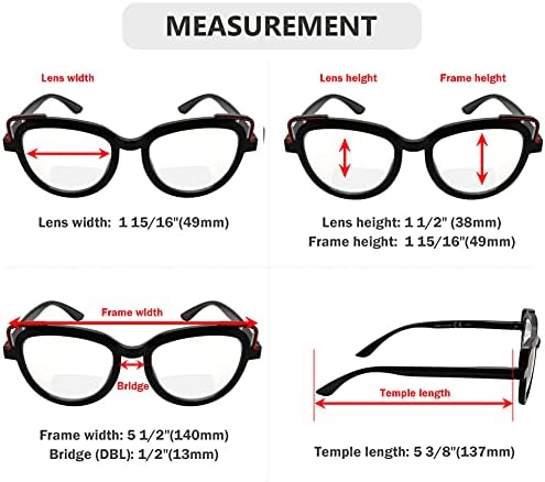 Eyekepper, 4 опаковки Бифокальных Очила За четене, Дизайн Котешко око, Двухфокусные Ридеры За Жени