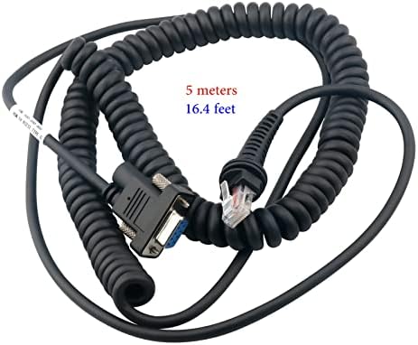 Кабел за четене на баркодове Порт RS232 5-метров Спирален кабел, който е Съвместим с Honeywell серии 1200 Г, 1202 Г, 1250