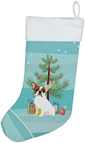 Carolin's Treasures WDK3056CS Френски Булдог Бял На #2 Коледни Чорапи, чорапи за окачване на камината, Коледен Сезон, декорация за Партита, Семейни Празнични Украси,