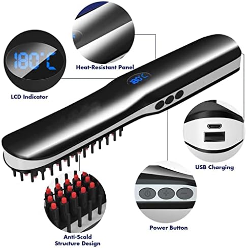 XWWDP USB Мъжки Изправяне на Бради, Жените с Четка за изправяне на коса, Нагревательная Гребен, Електрическа четка за