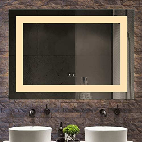 Led огледало NeuType 36 x 28 за баня, Стенно Огледало за баня с осветление Отпред, Тоалетен огледало за баня с