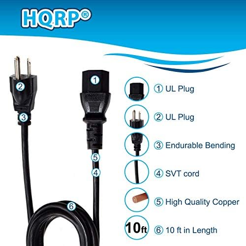 10-подножието на захранващия кабел за променлив ток HQRP, Съвместим с Мрежов кабел Marantz SR5008 SR5009 SR5600 SR6001 SR6003