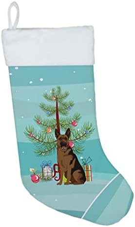 Carolin's Treasures WDK3062CS Немска Овчарка, Черно с подпал или 2 Коледни Чорапи, чорапи за висящи пред камината, Коледен