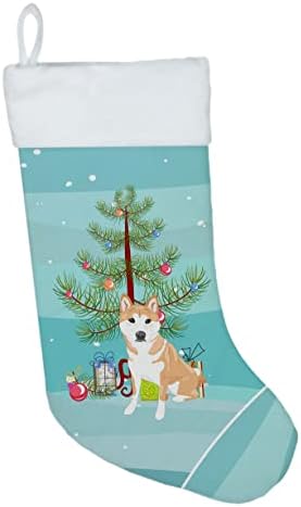 Carolin's Treasures WDK3163CS Shiba-Ин Червен 2 Коледни Чорапи, чорапи за окачване на камината, Коледен Сезон, декорация за