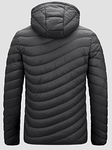 Якета NINQ за мъже - Мъжко Зимно палто с качулка с цип (Цвят: черен Размер: XX-Large)