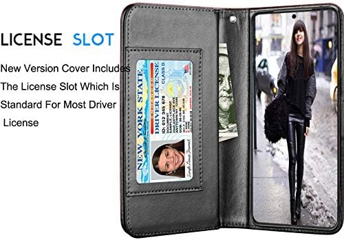 Чанта-портфейл Tekcoo за Galaxy S21 Ultra от луксозна изкуствена кожа, отделения за кредитни карти, лична карта,