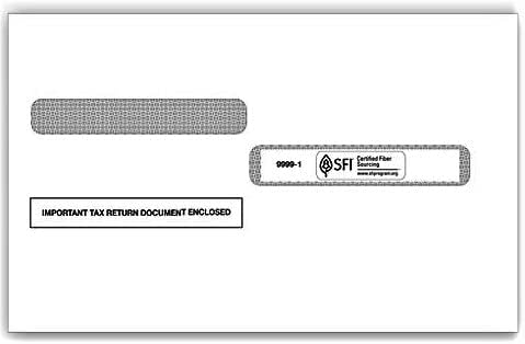 Одобрен IRS данъчен плик с черно защитно покритие - Дизайн с двоен прозорец за бланка 4up Quadrant W-2 - 25 опаковки