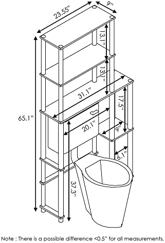 Спестяване на пространство в тоалетната JIMORY Turn-N-Tube на 5 рафтове