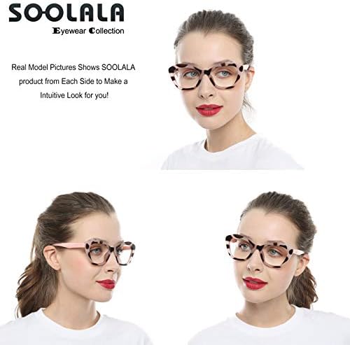 SOOLALA Дамски Очила За четене в 4-Парна Цветни рамки очила Котешко око