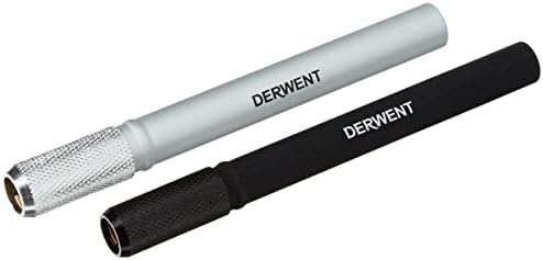 Комплект пълнители за моливи Derwent, сребристо-черен, за моливи с дължина до 8 мм, (2300124), 2 парчета (опаковка по