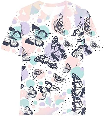 Дамски Летни Тениски С Къс ръкав и Кръгло Деколте, Модни Цветни Тениски С Принтом Пеперуди, Ежедневни Блузи