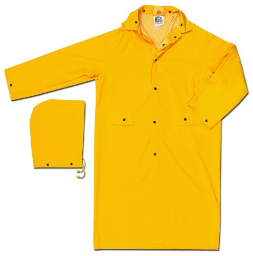 MCR Safety 200CXL 49-Инчов Класическо палто от PVC / полиестер с Подвижна качулка, Жълто, X-Large