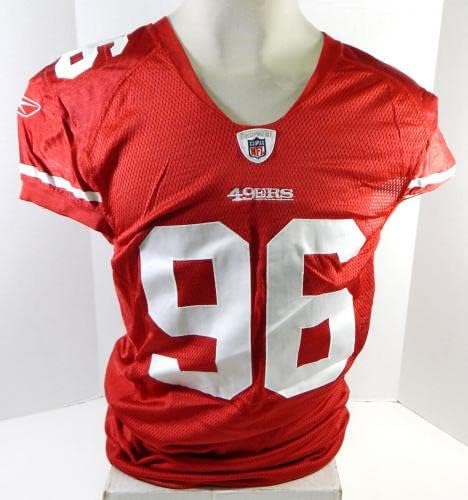 2010 San Francisco 49ers 96 Game Пусна Червената Фланелка 46 DP28842 - Използваните тениски За игри NFL Без подпис