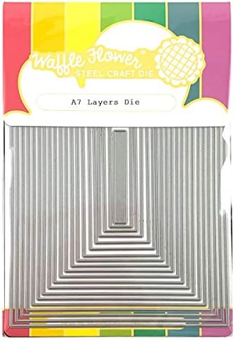 Комплект печати Waffle Flower A7 Layers от 20 правоъгълни форми за изрязване на панели за производство на карти с най-голям размер слой на килима 5 x 7 инча; Граница на 1/8 инча меж