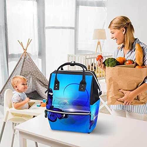 Синята Пеперуда Пелена Чанта на Мама Раница с Голям Капацитет Чанта за Памперси Кърмещи Пътна Чанта за Грижа за Детето