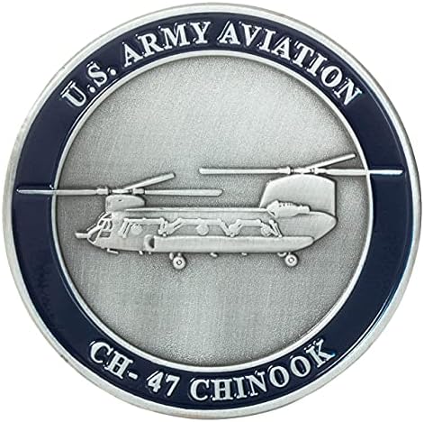 Монета Военна авиация на Съединените Щати CH-47 Chinook Helicopter Challenge и Синьо Кадифе Кутия за показване