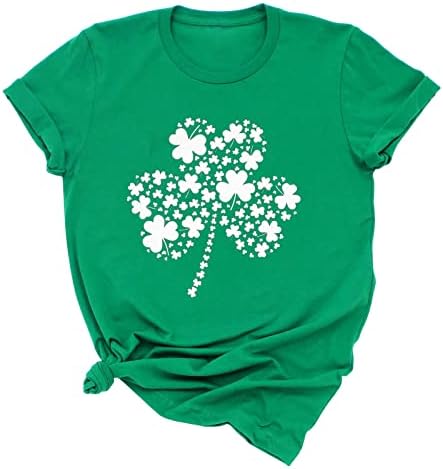 Yubnlvae Пуловер в Деня на Св. Патрик за Жени Shamrock Случайни Кръгъл Отвор Оверсайз Подарък Ирландската Риза