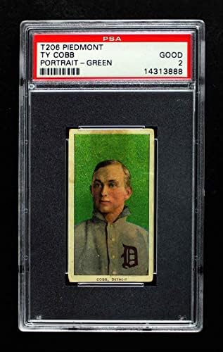 1909 T206 UAH Тай Коб Детройт Тайгърс (Бейзболна картичка) (Портрет в зелен фон) PSA PSA 2.00 Тайгърс