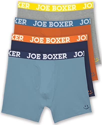 Мъжки Слипове-боксерки Joe Boxer, 4 опаковки – Дишащи Обикновена Памучни Ластични Гащи-Боксерки, без тагове за мъже, опаковки