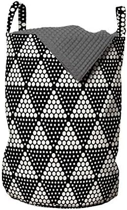 Геометрична чанта за дрехи Ambesonne, Модернистични повтарящ Се Триъгълен модел с принтом в Полутоновый грах, Кошница за