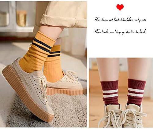 Redwind, 10 Чифта Модни Всесезонни Шарени Чорапи за екипажа, Спортни Сладки Чорапи в Ретро стил за Жени и Момичета