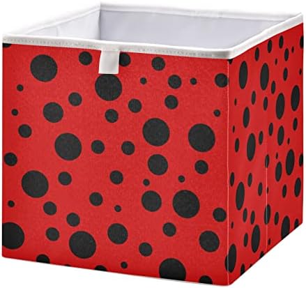 CaTaKu Калинка на Черни Петна Кубчета Кутии За Съхранение на 11 инча Сгъваем Текстилен Гардероб Кошница За Съхранение на Рафтове