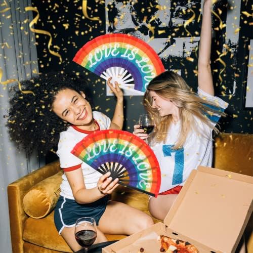 SEPGLITTER Дъгата Вентилатор, 2 Опаковки Фенове Pride Rainbow LGBTQ, Пластмасови Сгъваеми Фен, Фенове на гей