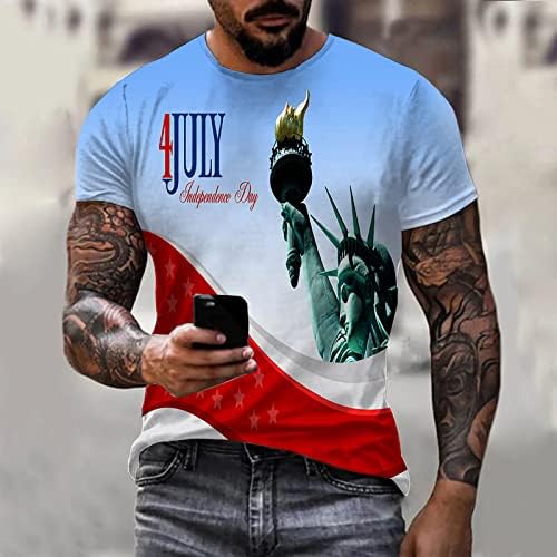 Лятно Мъжко Рокля-риза, Мъжки Ризи С Къс Ръкав, Ежедневни Реколта Тениска с 3D Дигитален Печат в Деня на Независимостта, Мъжки