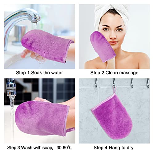 PHOGARY 8 Опаковки Фланелевых Ръкавици за миене на тялото, Мека Варежка за лице, Кърпа за баня, Спа, Многократна употреба на