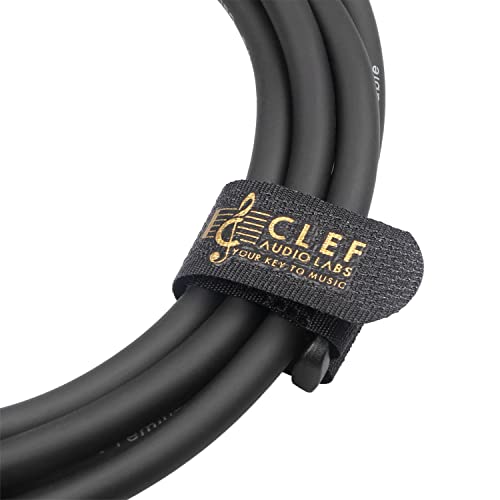 Китара кабел Clef Audio Labs Instrument, 6 фута - 1/4 инча, TS Директен под Прав ъгъл, Кабел за усилвател за електрическа бас-китара, 22AWG, Корпус от черно-хромированного с сплав, обви?