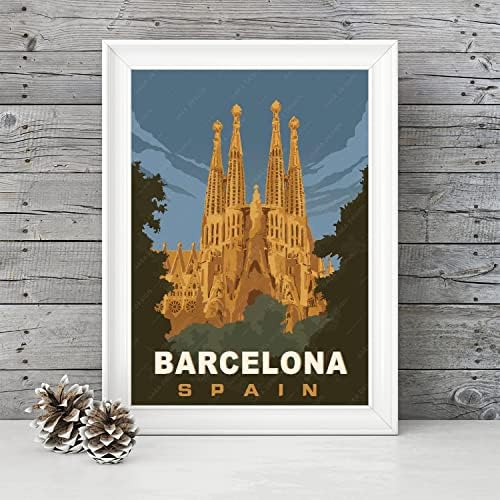 gaeaverse Испания Барселона силуета на Плакати за Пътуване Ретро Декор Естетически Картини на Платно за Спални Стенно Изкуство