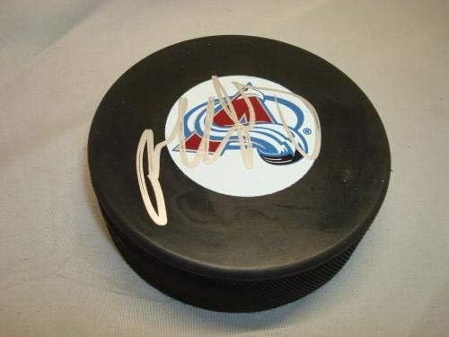 Пол Стастны Подписа хокей шайба Колорадо Аваланш с Автограф на PSA/DNA COA 1A - за Миене на НХЛ с автограф