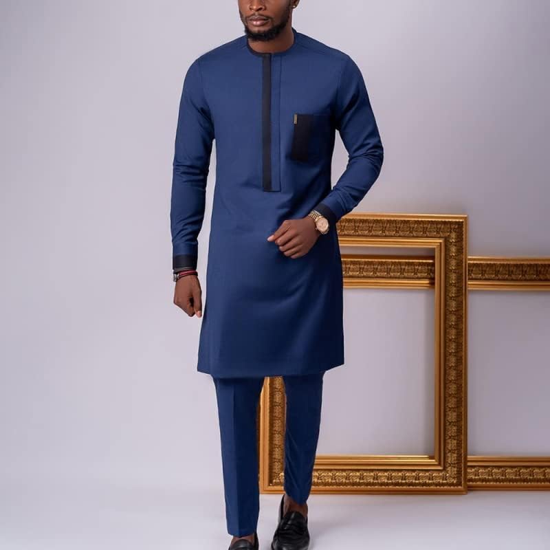 Африкански Комплект Дашики Топ Панталони Комплект Дрехи от 2 теми Традиционна Африканска Облекло за Мъже Casual за
