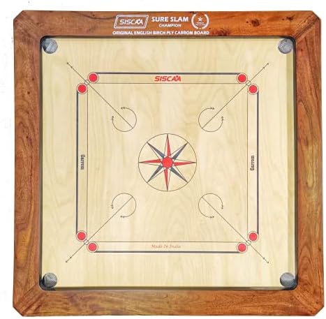 Настолна игра SISCAA Carrom Board Sure ШЛЕМ за помещенията, одобрен Федерация Долина Индия и Асоциацията Долина Maharashtrian (Шампион, 20 мм)