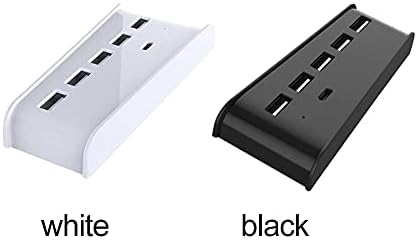 BGYPT 5-Портов за Високоскоростен Адаптер-Сплитер Игрова конзола USB Хъб, богат на функции за игралната конзола PS5 Поставка за Зареждане Светлинен индикатор (Цвят: бял)