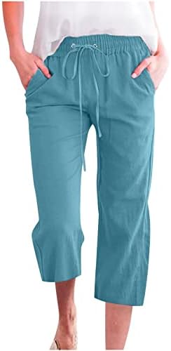 MIASHUI Дамски Ежедневни Панталони с Еластична талия и джобове, Дамски Модни Широки Панталони с Висока Талия на съвсем малък, по-Големи Размери