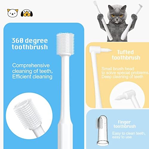 Комплект четка за зъби за котки VVHOMIFE, набор от зъбни четки за малки кучета, подходящ за грижи за зъбите на