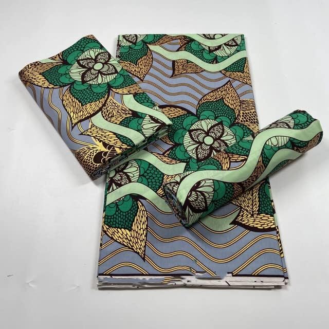 АМИБРИЧЕСКИЕ Нигерийски Зелени Африкански Восъчни Тъкан Памук Рапър Батик Анкара Златен Восъчен Материал за